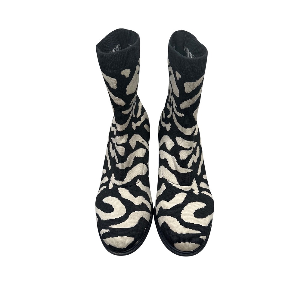 VIVAIA Sock Boots Zebra Print Knit Block Heel Ankle Sock Boots Womens Size 39‎